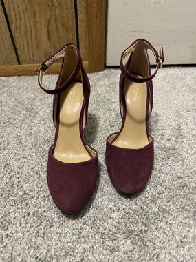 Michael Kors Wine Suede Ankle-Strap Heels